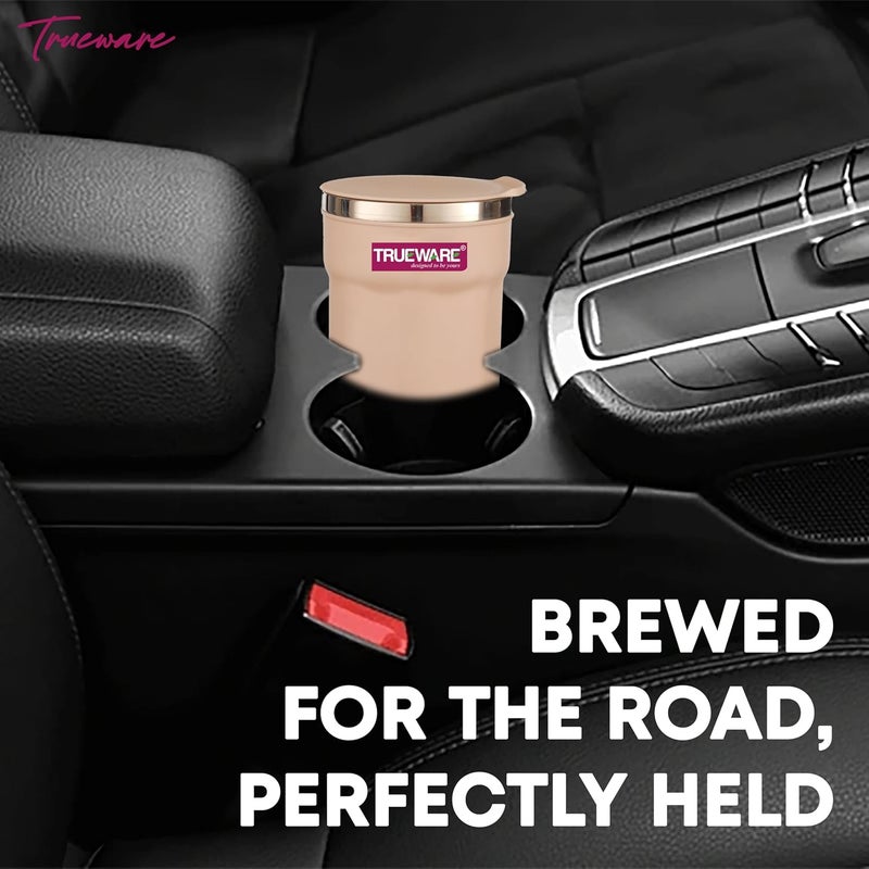 Trueware Trueware ACE 275 ML Inner Steel Outer Plastic Insulated Coffee CupMugTumbler Set of 2 for Hot and Cold Drinks BPAFree Food Grade Ideal for Car Home Office Travelling Pink - Image 5