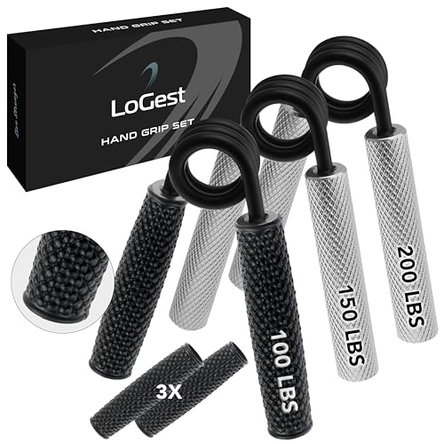 Logest Metal Hand Grip Set, 100LB-200LB 3 Pack No Slip Heavy-Duty Grip Strengthener with Gift Box, Great Wrist & Forearm Hand Exerciser, Home Gym, Hand Gripper Grip Strength Trainer - Image 1