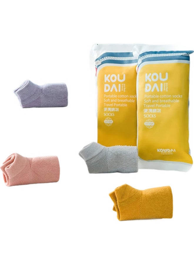 HINCLOUD Disposable Socks For Women, Cotton Breathable, Sports Socks, Travel Accessories, Mid-Calf Socks, 4 Pairs - Image 1