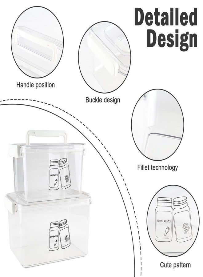 Xbopetda 3 Pack Supplement Bottle Organizer with Travel Pill Organizer, Clear Plastic Vitamin Pill Bottle Organizer with Lid & Handle, Stackable First Aid Box Empty for Medicine, Fish Oil, Supplements - Image 2
