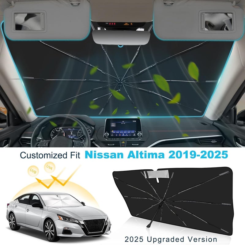 2025 ترقية مظلة واقية من الشمس للزجاج الأمامي مخصصة لسيارة نيسان ألتيما 2019-2025، غطاء سيارة قابل للطي للحماية من الأشعة فوق البنفسجية، واقي طوارئ للمطر وواقي لوحة القيادة - إكسسوار سيارة متين - Image 2