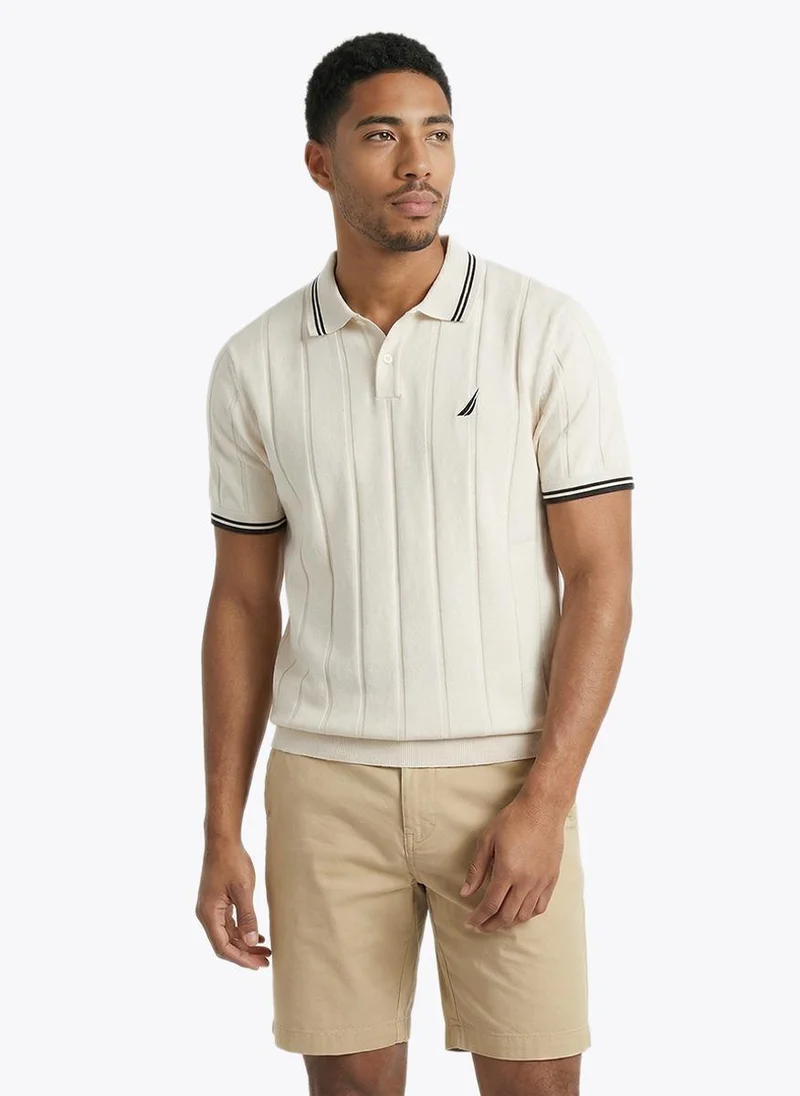 Nautica Men Regular Fit Short Sleeve Polo Shirt for Smart-Casual Wear-White