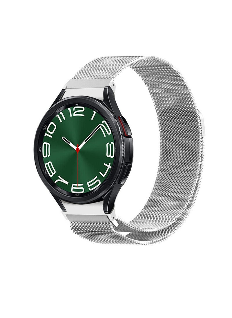 Generic Elmo3ezz Strap Magnetic Milanese Metal Mesh Loop Band Strap Stainless for Samsung Galaxy Watch 6 & 5 & 4 /Watch 5 Pro(Silver)  - Image 1