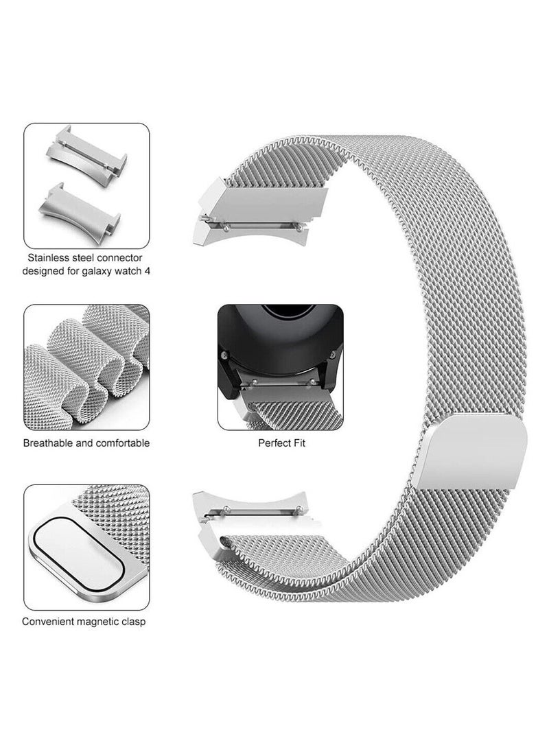 Generic Elmo3ezz Strap Magnetic Milanese Metal Mesh Loop Band Strap Stainless for Samsung Galaxy Watch 6 & 5 & 4 /Watch 5 Pro(Silver)  - Image 2
