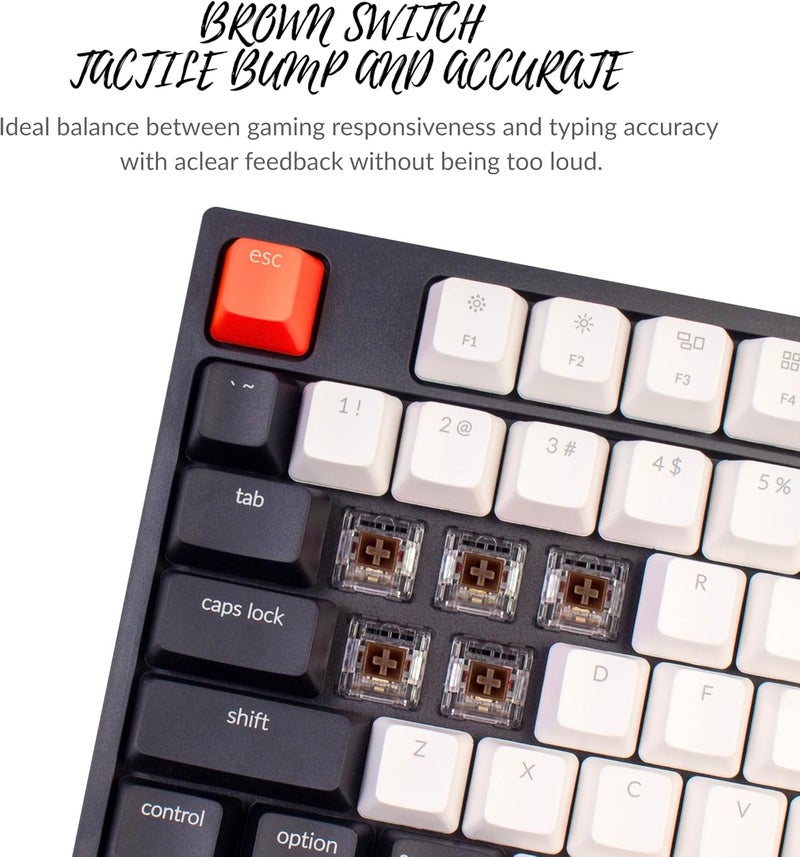 Keychron لوحة مفاتيح ميكانيكية سلكية C1 TKL، بإضاءة خلفية RGB مع مفاتيح ABS مزدوجة، 87 مفتاح قابلة للتبديل مسبقًا مع مفاتيح لمسية متوافقة مع ماك وويندوز - Image 4