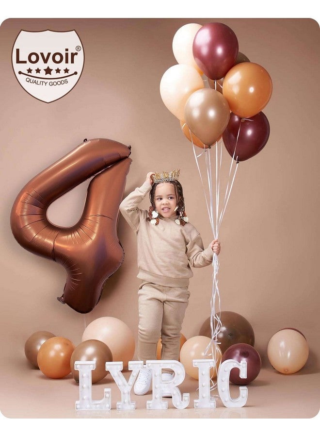 Lovoir 40 Inch Coffee Brown Number 4 Balloon Large Size Jumbo Digit Mylar Foil Retro Brown Helium Balloons for Birthday Party Celebration Decorations Graduation Anniversary Baby Shower Photo Shoot - Image 4