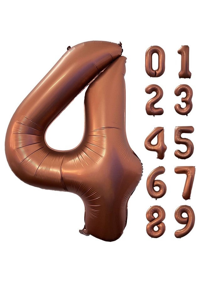 Lovoir 40 Inch Coffee Brown Number 4 Balloon Large Size Jumbo Digit Mylar Foil Retro Brown Helium Balloons for Birthday Party Celebration Decorations Graduation Anniversary Baby Shower Photo Shoot - Image 1