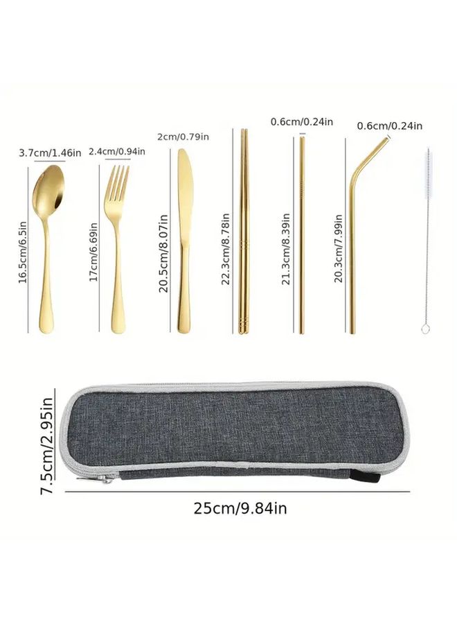 Blue 8 Piece Stainless Steel Travel Cutlery Set with Case for Outdoor - Image 3