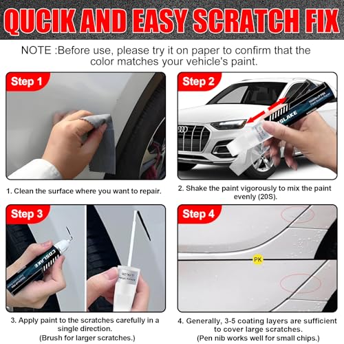 COSLAKE Car Touch Up Paint(Ultra Blue Metallic(LG5C/6I)) for Audi, Car Paint Scratch Repair Kit, Quick & Easy Solution to Repair, 2 in 1 Scratch Remover Pen with Color-Matched - Image 5