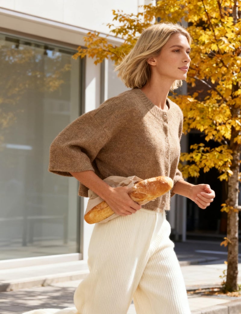 Springrain Cardigan Sweaters for Women Lightweight Knit Cropped Cardigan Button Up Solid Knitwear(Camel-M) - Image 3