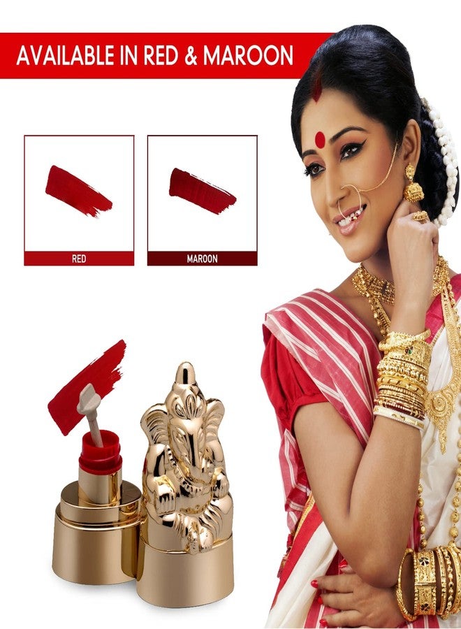 SOLDRIGHT SHOP SOLDRIGHT Ganesh Statue Sindoor, Maroon, Organic, Kumkum, Sindhuram for Women's Forehead, 15g (Red) - Image 1