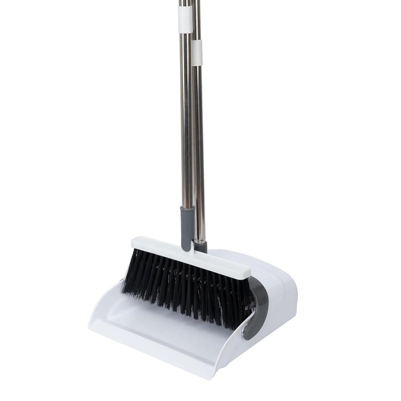 MAMMOTH Long Handle Windproof Floor Brush Broom Dustpan Set Thickened Vertical Floor Cleaning 180 Degree Rotation Broom Brush and Dustpan Set Upright Standing Dustpan for Home Kitchen Room Garden - Image 1