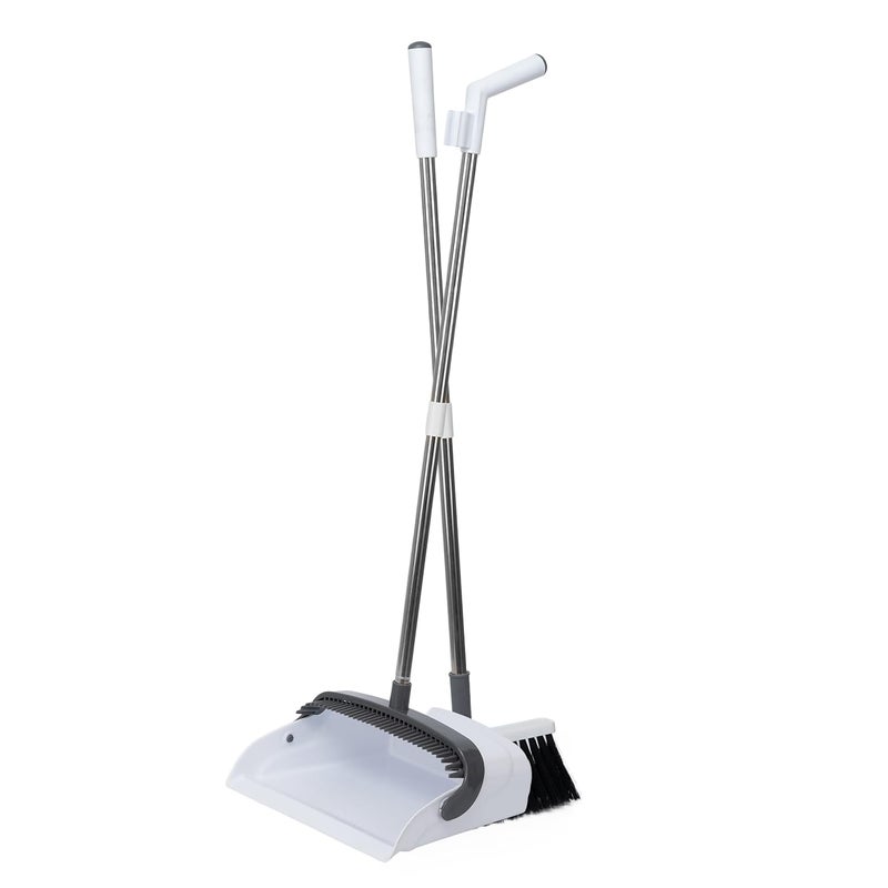 MAMMOTH Long Handle Windproof Floor Brush Broom Dustpan Set Thickened Vertical Floor Cleaning 180 Degree Rotation Broom Brush and Dustpan Set Upright Standing Dustpan for Home Kitchen Room Garden - Image 2