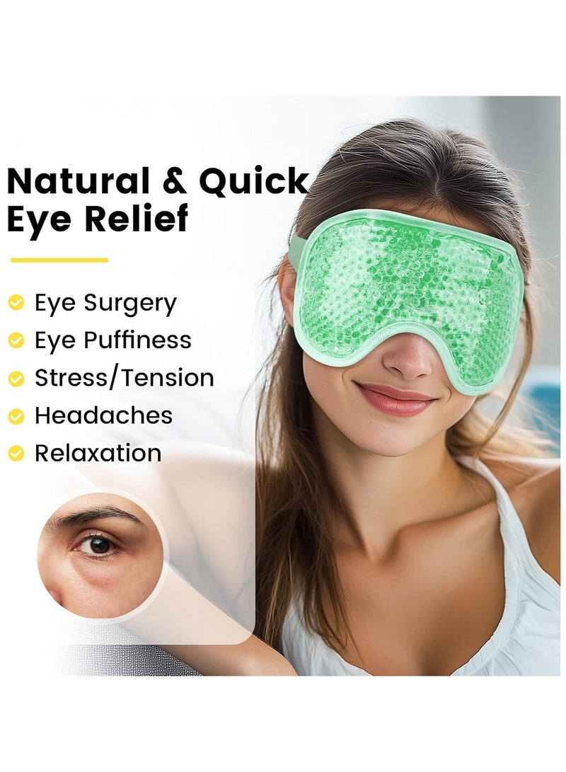 KHAJUL Cooling Gel Eye Mask for Puffy Eyes and Dark Circles, Cold Eye Compress for Headache Relief After Surgery (Green) - Image 3