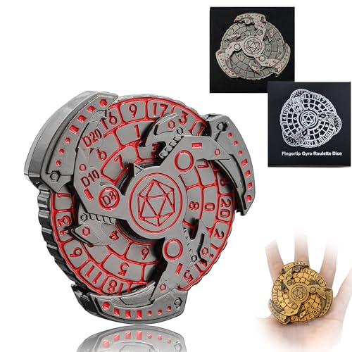 FLUEFOWL Shadow Roulette Dice Spinner for DND Dice Set Dragon Metallic DD Dice with Gift Case for DND Game RPG Role Playing Table Game Gifts Red Silver - Image 1