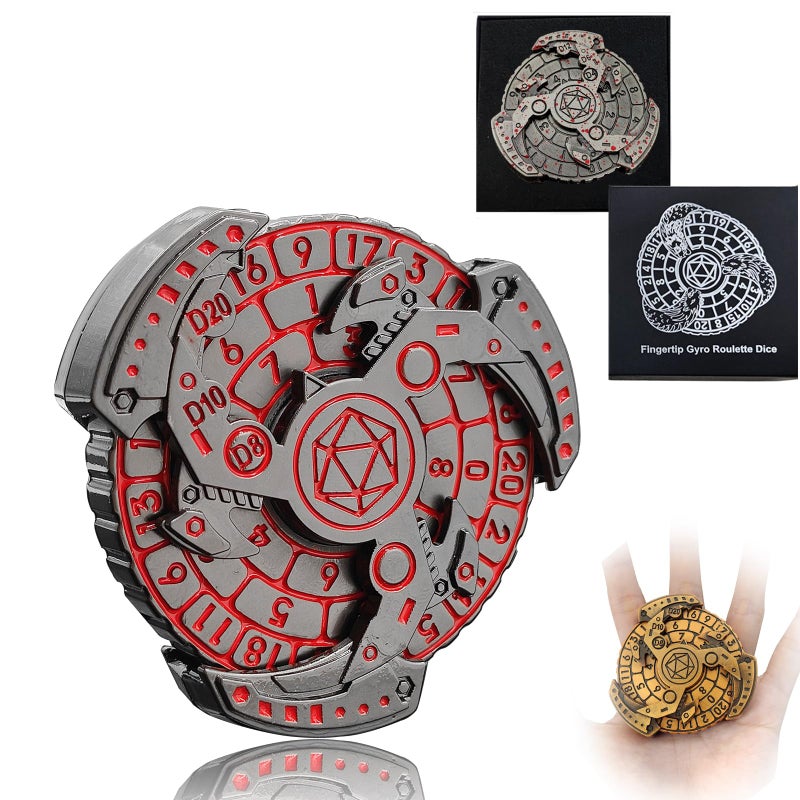FLUEFOWL Shadow Roulette Dice Spinner for DND Dice Set Dragon Metallic DD Dice with Gift Case for DND Game RPG Role Playing Table Game Gifts Red Silver - Image 3