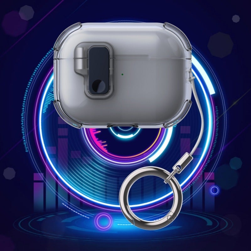 Transparent Flip Cover for AirPods Pro 3 / AirPods 4 / Pro 2 Case with Hook, Anti-Fall Scratch-Resistant Shockproof Protective Case