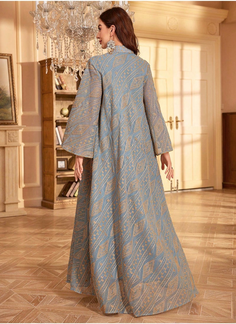 Madam Uniq - Long Dresses for Women Caftan Dress Batwing Sleeve Beach Kaftan for Women Vacation Outfits Geometric Lines - Image 1