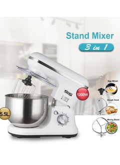 DSP DSP 3 in 1 Food Processor 5.5 litre 1200 watt Stand Mixer Tilt-Head Electric Mixer for Mixing, Whisking, Kneading and Hooking (White-1200 watt)  - Image 2