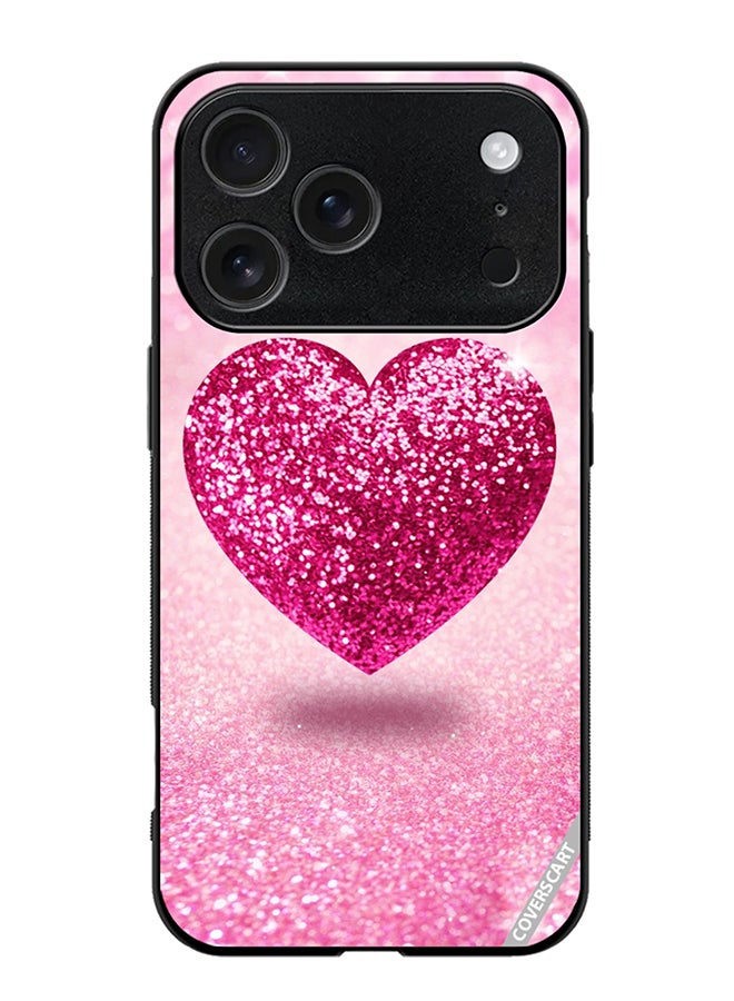 COVERSCART Protective Case Cover For Apple iPhone 17 Pro Max Pink Glitter Heart Design Pink