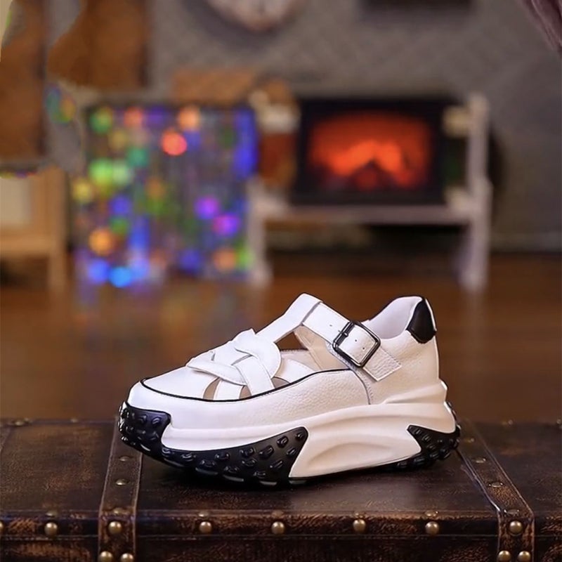 Summer Hollow Breathable Platform Sandals Women 2023 White 
