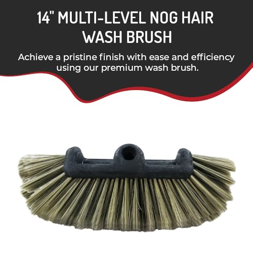Hi-Tech NogHair Wash Brush – 14" Multi-Level Car Wash Brush TB-14X3CR – Soft Bristles for Scratch-Free Cleaning – for Cars, Trucks & SUVs – Fits Threaded Handle - Image 2