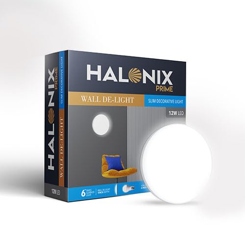 Halonix Polycarbonate Prime 12W Round Wall De-Light Slim Surface Downlighter | CCT-6500K Cool Day Light Lamp | Ceiling & Wall Light, Slim Decorative | Pack of 8 - Image 5