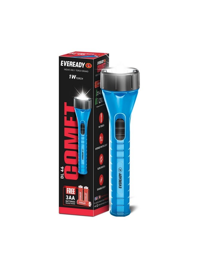 Eveready Eveready DL46 Comet, 1W Emergency Torch, Durable ABS Body, Bright White LED Torch, Powered by 3xAA Batteries - Image 1
