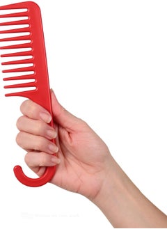 Allegro Combs #1002 Wide Tooth Shower Comb with Hook - Detangle Curly Hair Wet or Dry (Red)