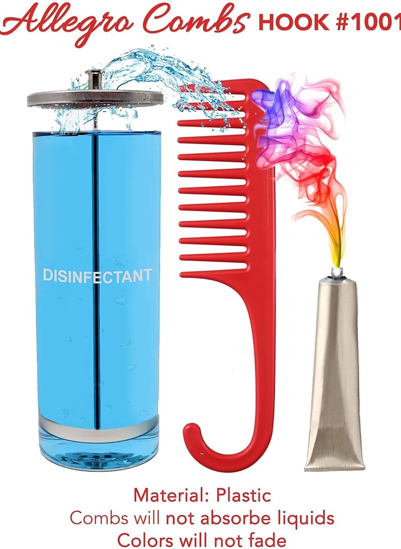 globalstar - Allegro Combs #1002 Wide Tooth Shower Comb with Hook - Detangle Curly Hair Wet or Dry (Red) - Image 1