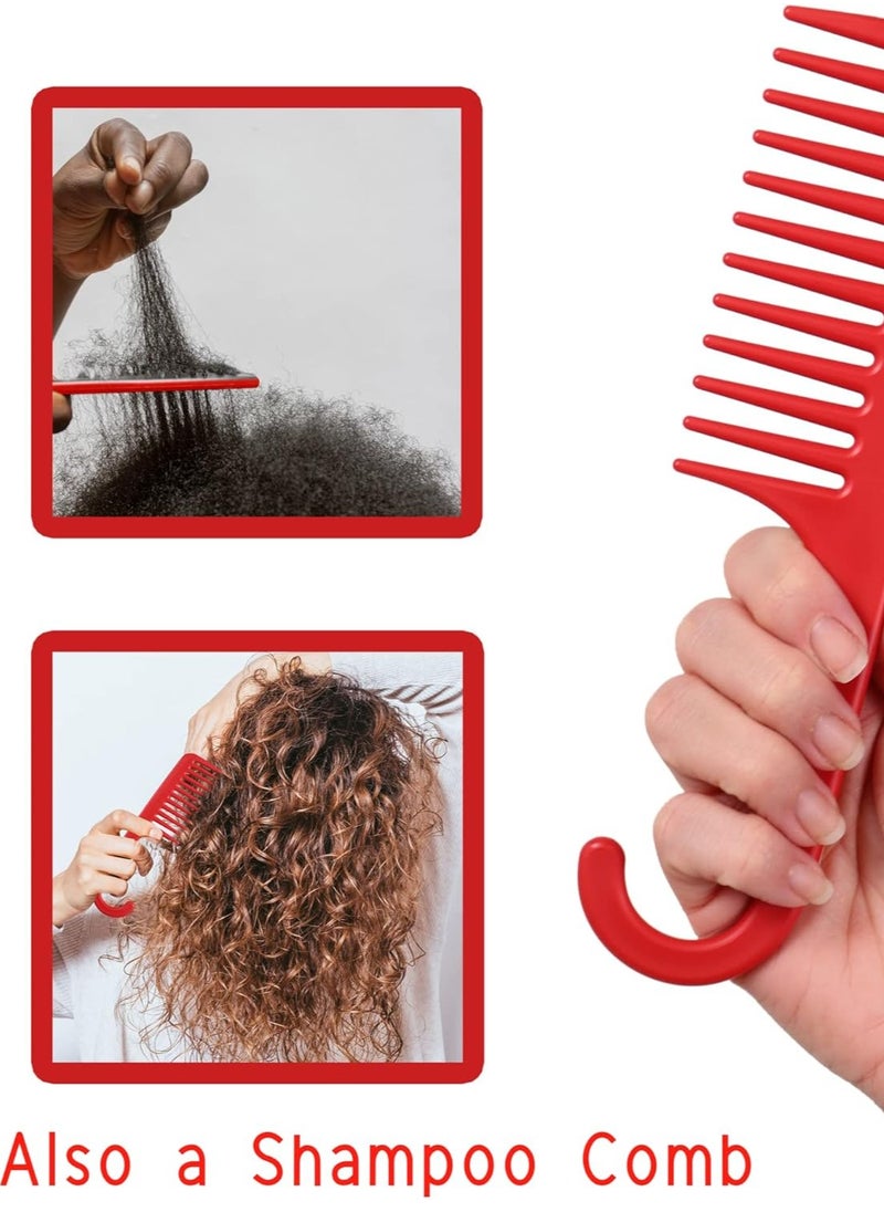 globalstar - Allegro Combs #1002 Wide Tooth Shower Comb with Hook - Detangle Curly Hair Wet or Dry (Red) - Image 1
