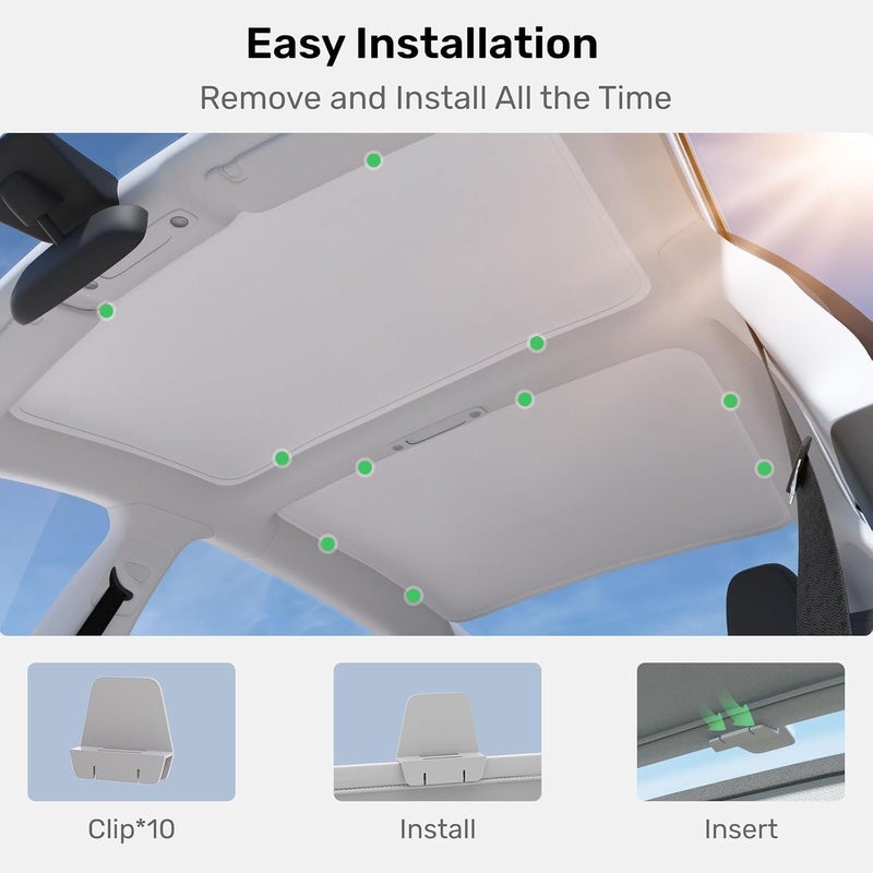 Zanch 2024 Upgrade Tesla Model 3 Sunshade Roof [No-Sag, Sun Protection] Tesla Model 3 Accessories 2024 Heat Insulation Foldable Roof Sun Shade for Model 3 2020-2023 - Gen 3 Gray - Image 5