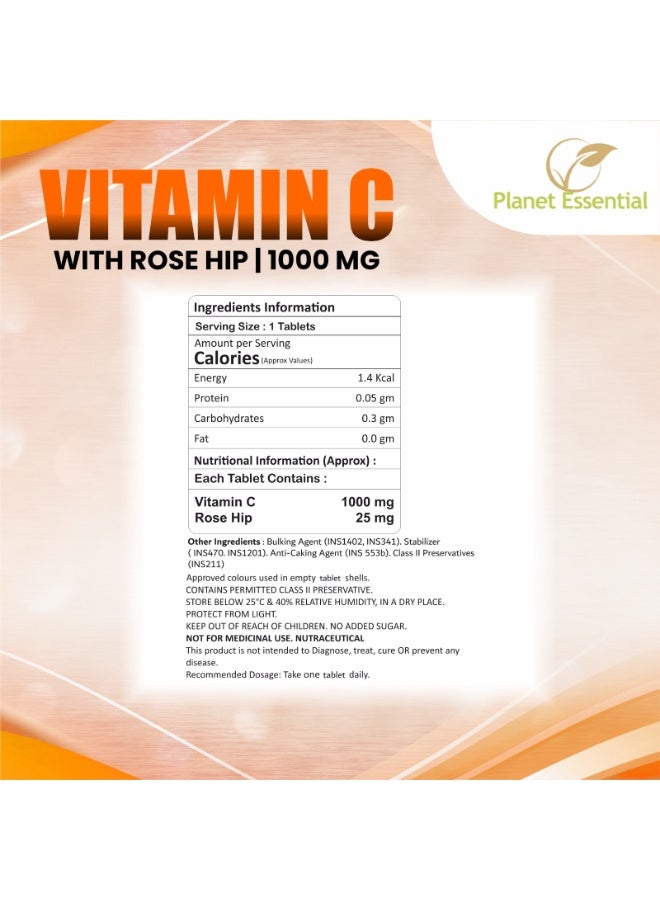 Planet Essential Vitamin C 1000mg With Rosehip 60 Tablets - Image 2