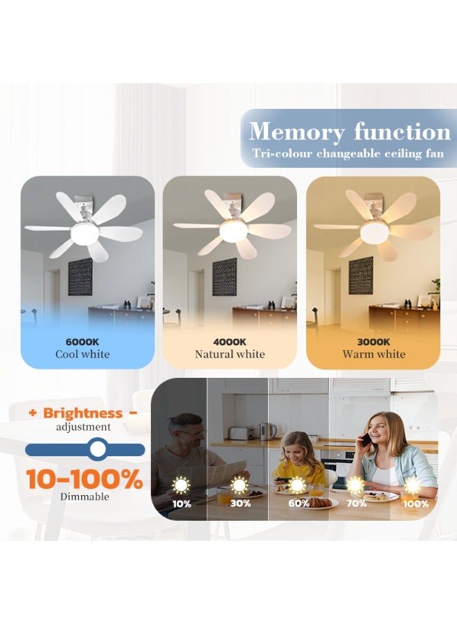مودي مروحة سقف LED بقوة 30 وات مع جهاز تحكم عن بعد، إضاءة قابلة للتعتيم ومروحة بثلاث سرعات، قاعدة لمبة E27، 85-265 فولت هادئة لغرفة النوم والمعيشة - Image 4