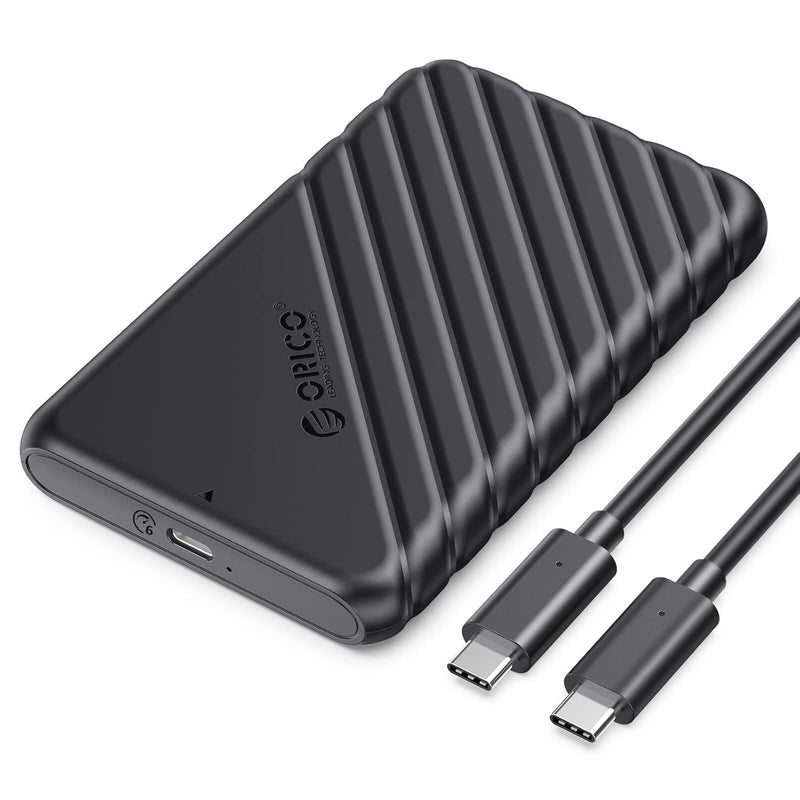 Orico حافظة قرص صلب USB C بحجم 2.5 بوصة USB 3.1 Gen 2 إلى SATA III لحالة قرص صلب خارجي SSD HDD 9.5 7mm بدون أدوات مع UASP، أسود (25PW1-C3) - Image 1