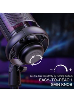 جوشبيرغ ميكروفون مكثف USB ME6S RGB لميكروفون ألعاب الكمبيوتر PS4/PS5/Mac/الهاتف  - Image 4
