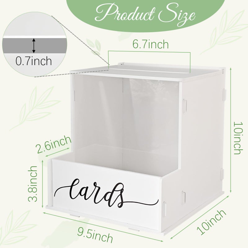SOFARKKT White Card Box with Slot, Wedding Card Boxes for Reception with Flower Trough, Elegant Suggestion Box for Gift Cards Envelope, Perfect for Birthday Bridal Shower Graduation Party Table Decor - Image 2