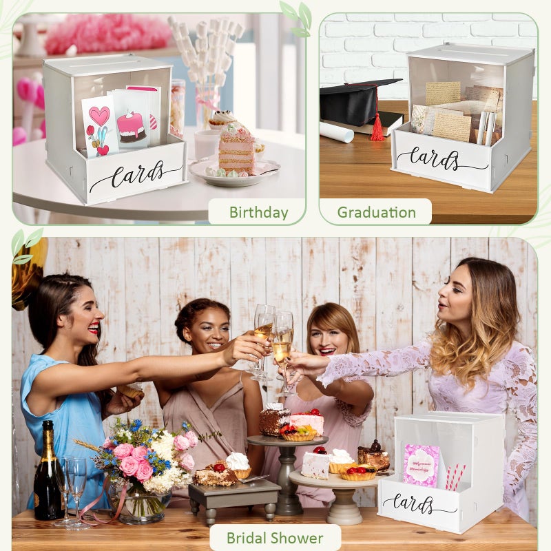 SOFARKKT White Card Box with Slot, Wedding Card Boxes for Reception with Flower Trough, Elegant Suggestion Box for Gift Cards Envelope, Perfect for Birthday Bridal Shower Graduation Party Table Decor - Image 5