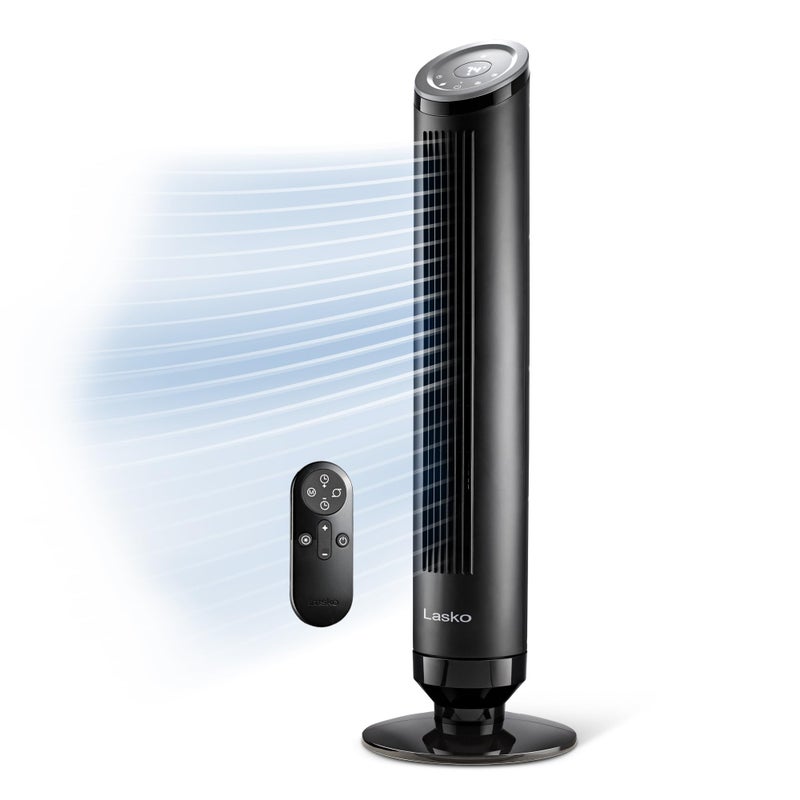 Lasko Ascend Tower Fan with Remote 36 Floor Fans for Home Bedroom 29 fts Airflow 90 Oscillation Air Filter Black OST100