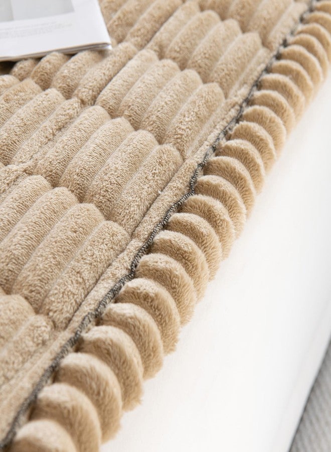 vctops Striped Couch Cover Super Soft Corduroy Sectional Sofa Cover Washable Non Slip Sofa Slipcover Furniture Protector for Kid Dog Pet,1 Piece (Coffee,27"x82") - Image 5