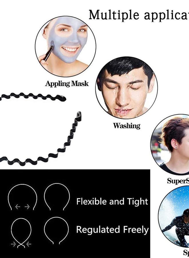 JERLITU Elastic Wavy Spring Wave Hair Band, Multi-Style Black Non-slip Metal Hair Hoop, Unisex Sport Fashion Hair Band Accessories for Women and Men 6 Pcs - Image 5