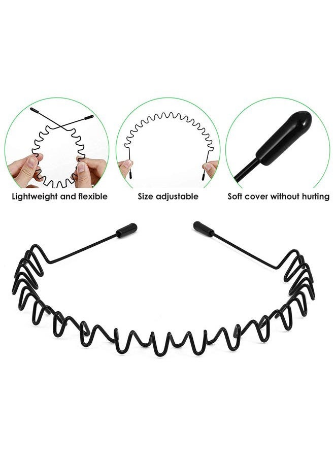JERLITU Elastic Wavy Spring Wave Hair Band, Multi-Style Black Non-slip Metal Hair Hoop, Unisex Sport Fashion Hair Band Accessories for Women and Men 6 Pcs - Image 4