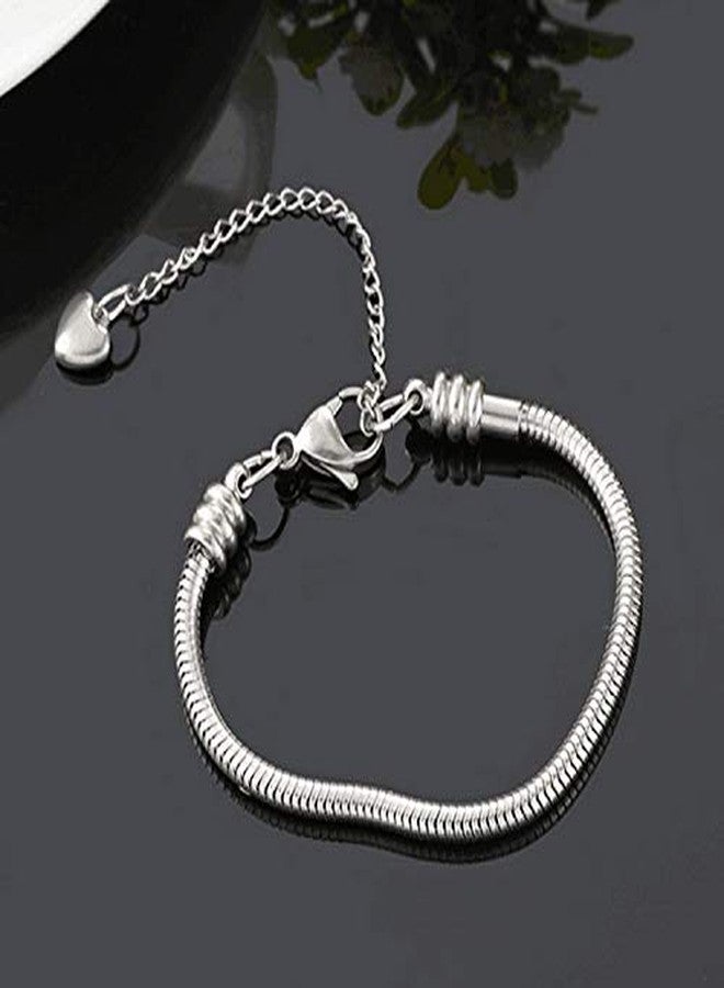 KunBead Heart Lobster Clasp Snake Chain Charm Adjustable Bracelets Compatible with Pandora Charms for Jewelry Making-8.7'' - Image 5