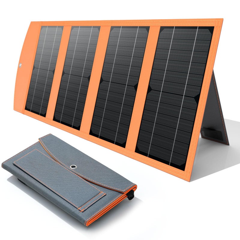 Luvknit 30W Portable Solar Panel Charger with USB and Type-C Outputs(5V/3A Max) for Phones, Power Banks, Tablets, Fast Charges 2 Devices at Once, IP67 Waterproof for Camping, Hiking, and Outdoor Activities - Image 1