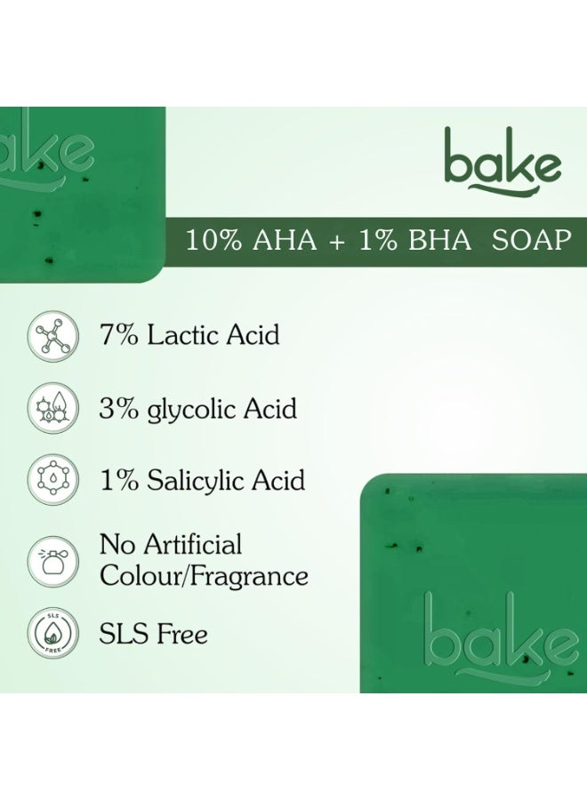BAKE 10% AHA + 1% BHA Scrub Treatment Soap with Lactic Acid, Glycolic Acid, 1% Salicylic Acid | For Clogged Pores, Exfoliation, Strawberry Skin & Bright Underarms | Soap for Women & Men | 100g x 2 (Pack of 2) - Image 4