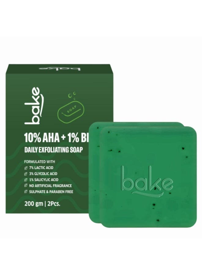BAKE 10% AHA + 1% BHA Scrub Treatment Soap with Lactic Acid, Glycolic Acid, 1% Salicylic Acid | For Clogged Pores, Exfoliation, Strawberry Skin & Bright Underarms | Soap for Women & Men | 100g x 2 (Pack of 2) - Image 1