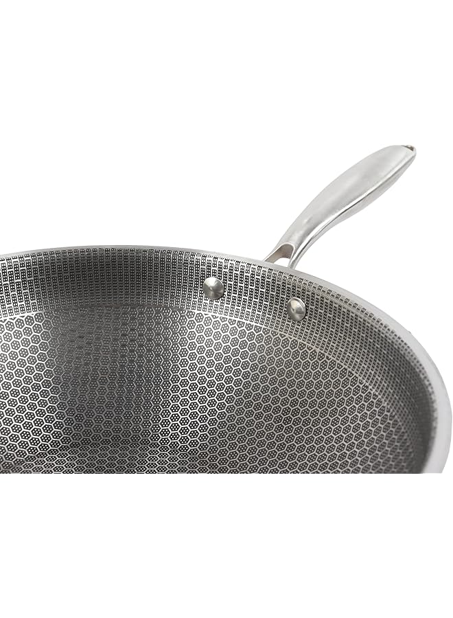 مقلاة بمقبض من الفولاذ المقاوم للصدأ وطلاء غير لاصق عميق - مثالية للطهي العميق، سهلة التنظيف، ومقاومة للحرارة (28 سم) - Image 2