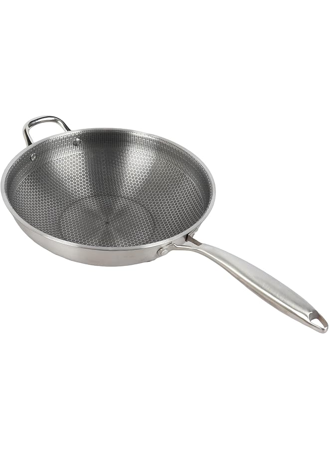 مقلاة بمقبض من الفولاذ المقاوم للصدأ وطلاء غير لاصق عميق - مثالية للطهي العميق، سهلة التنظيف، ومقاومة للحرارة (28 سم) - Image 4