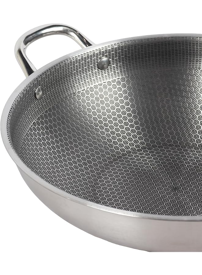 مقلاة بمقبض من الفولاذ المقاوم للصدأ وطلاء غير لاصق عميق - مثالية للطهي العميق، سهلة التنظيف، ومقاومة للحرارة (28 سم) - Image 3