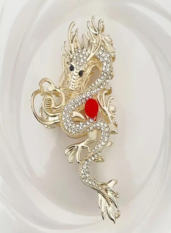 LINYUEARUI 1 piece of Chinese rhinestone pearl dragon hair needle, ethnic trendy claw clip, women's exquisite inlaid hair claw accessory gift, birthday daily wear faucet accessory - Image 4
